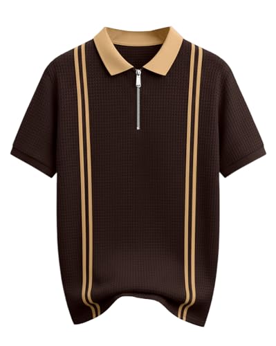 Image of AUSK Men Casual T-Shirt, Texture Printed Half Sleeve Tshirt for Mens, Polo Tshirt