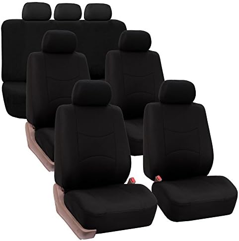 FH Group FB050217 Full Set Flat Cloth Car Seat Covers- Fit Most Car, Truck, SUV, or Van (Solid Black)