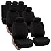 FH Group FB050217 Full Set Flat Cloth Car Seat Covers- Fit Most Car, Truck, SUV, or Van (Solid Black)