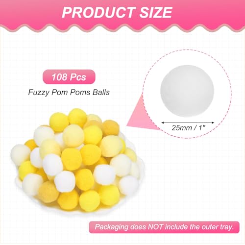 Mini pompons de 25 mm pelucheux couleur jaune pour customisation textile de qualité - 2