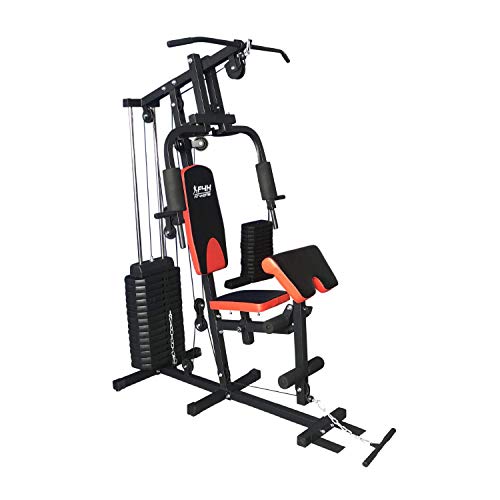 Fit4home Multi-functional Home Gym Workout Station Fitness Body Exercise | Adjustable Seat, 81kg Weight Plates | Black Red TF-7001 - Image 4