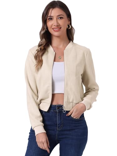 Manteau court en faux suède femme de qualité supérieure, veste bomber raffinée au col montant
