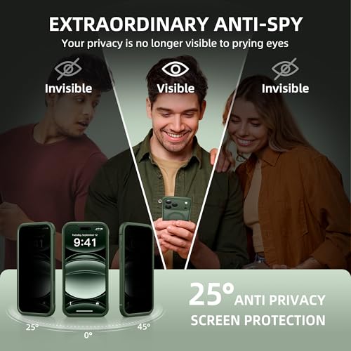 BERFY for iPhone 17 Pro Max Case, Compatible with MagSafe, Built-in Privacy Screen Protector, Camera Protection, Shockproof Full Body Phone Case 6.9", Translucent Deep Green by BERFY - Image 3