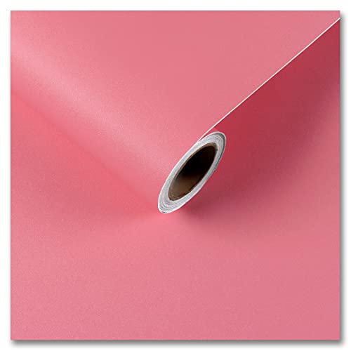 CRE8TIVE Papier Peint Rose Papier Adhesif pour Meuble Mat Papier Peint Chambre Rose Corail Impermeable Vinyle Adhesif Salle de Bain Cuisine Film Adhesif pour...