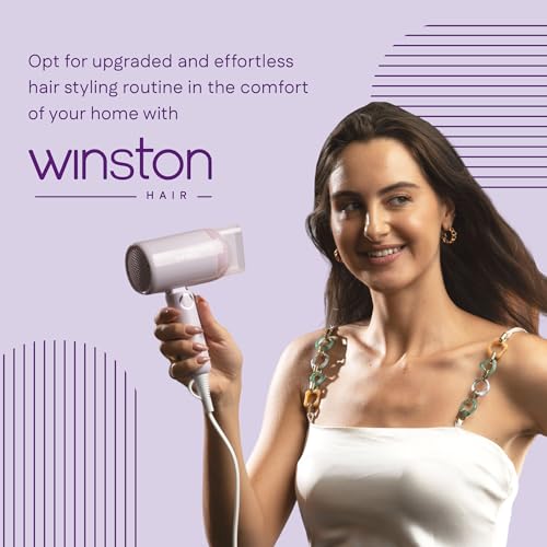 Image of WINSTON Ionic Foldable Hair Dryer - 1200W | Compact, Foldable, and Damage-Free Drying Blow Dryer with Low Noise & Overheat Protection - 1 Year Warranty (Purple)