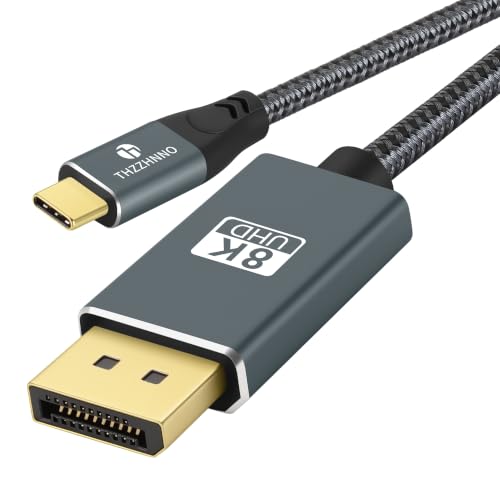 Thzzhnno 8k USB C to DisplayPort Cable 10FT, USBC to DP Cord @60Hz 4K@144Hz Gold-Plated Plug, Aluminum Type C to Display Port 1.4 Cord by Thzzhnno - Used condition - US$22.09