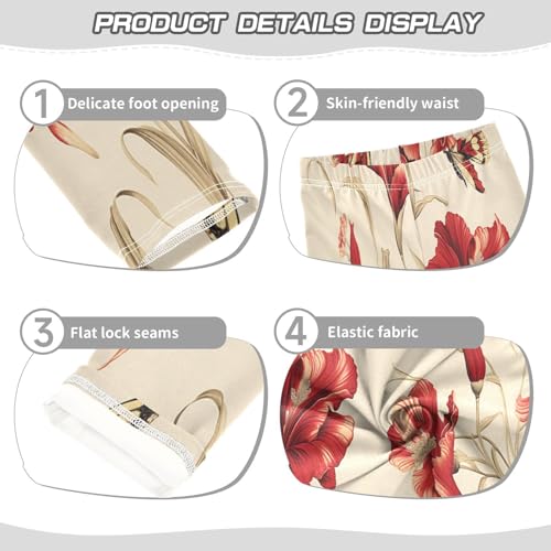 Toddler Girls Leggings Printed Yoga Pants Leggings Butterfly Red Flower for Kids3