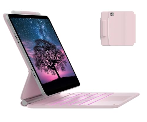 Image of typecase Edge for iPad Air 11 (M4 2026 / M3 2025 / M2 2024), Air 5th /4th & Pro 11 (4th /3rd /2nd /1st) with 11-Color Backlit & Touchpad, Magic Floating Keyboard (NOT for 10th /A16 /Pro 11 (M5 /M4) -Pink'26