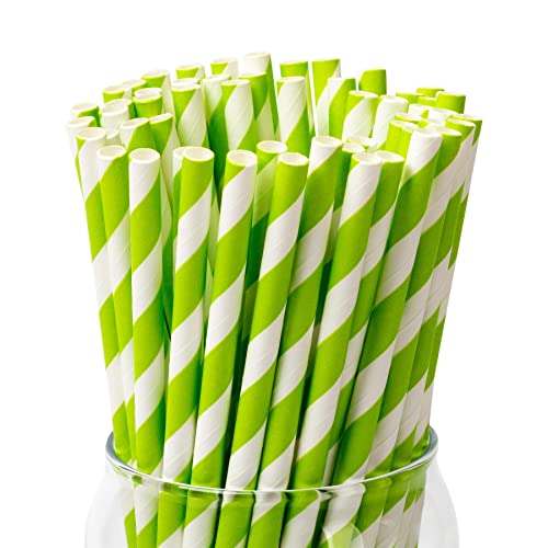 PakTalk [100 Pack] Green Straws, Disposable...