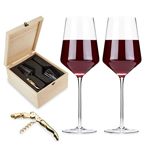 Best Viski Wine Opener 1 Viski Raye Crystal Wine Glasses and Corkscrew Gift Set