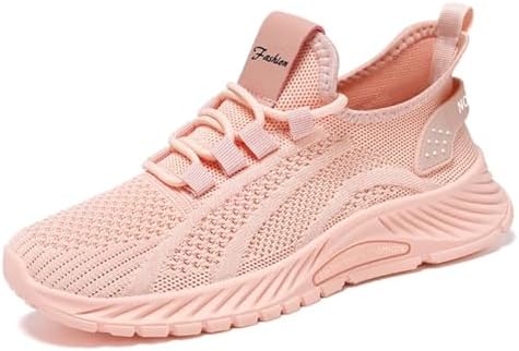 GSLMOLN Womens Fashion Sneakers Casual Breathable Comfort Lace Up Anti Slip Mesh Knit Cozy Jogging Lightweight Athletic Fitness Tennis Workout Sports Walking Shoes