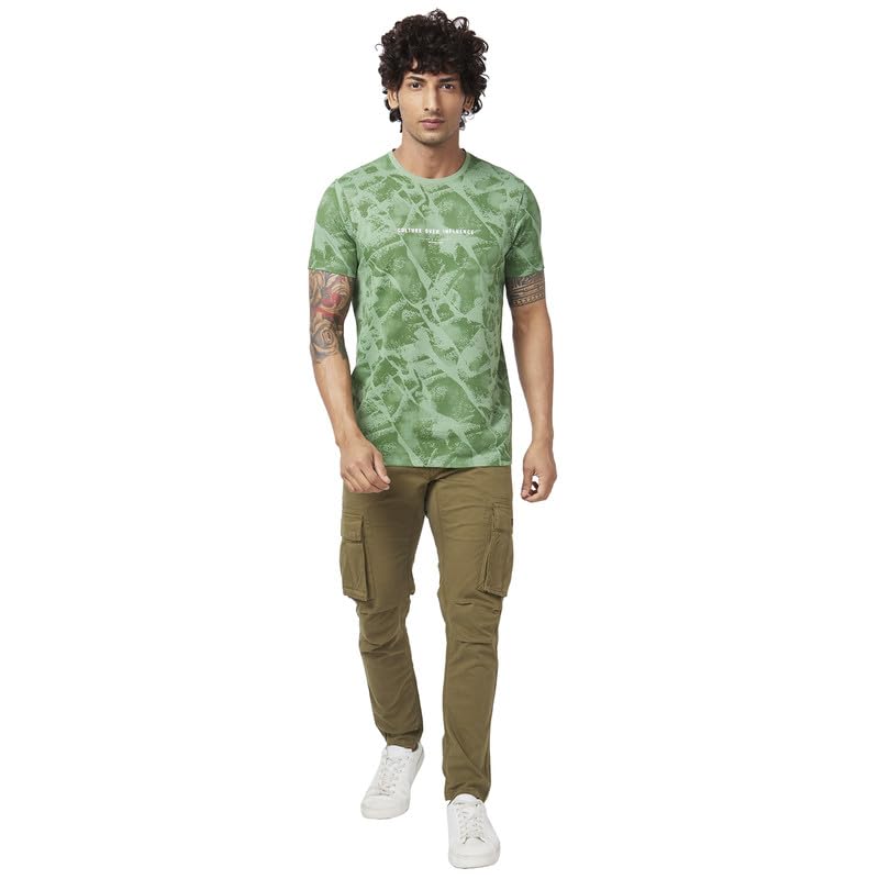 Image of Spykar Men's Slim Fit Round Neck Half Sleeve Printed Casual T-Shirt