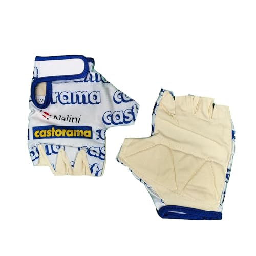 GUANTI VINTAGE PROFESSIONALI TEAM CASTORAMA SPORT PALMO RESISTENTi ANTI CALLI, IMBOTTITURA ANTISHOCK, ANTISCIVOLO CICLISMO PALESTRA BICICLETTA DA CORSA MTB SPINNING SMALL