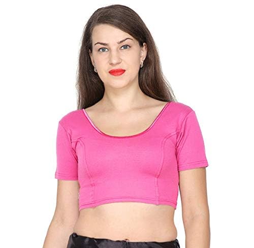 FEMULA Anjali Half Sleeves Stretchable Cotton Lycra Saree Blouse for Women