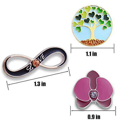 Enamel Pin Set Cute Pins for Backpacks, Tree of Life, Orchid, Infinity Love Enamel Pins Thanksgiving Gifts Christmas Gifts