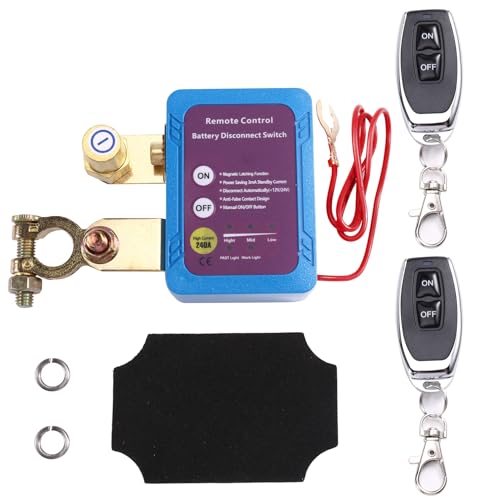 Fangxuee Interruptor de Desconexión de Batería con Control Remoto de 12 V/24 V y 240 A, Apagado Automático para Batería de Coche o