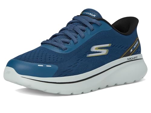 Skechers Men's Slip-Ins Relaxed Fit: Go Walk Arch Fit N-Joy - Nobend Sneaker In Navy Blue, Size 6.5 | Textile/Synthetic, Vegan, Machine Washable - 7