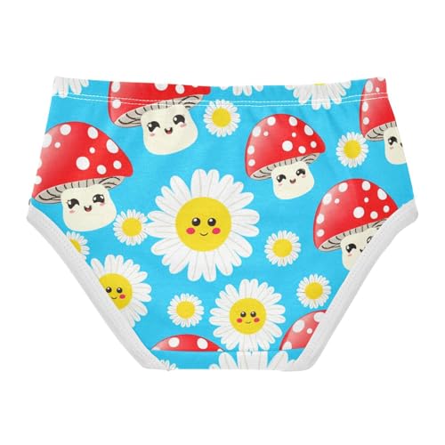 Florals Girls Underwear Toddler 2t Cotton Panties for Girl Cute Smiling Mushrooms Floral Blue Kids Briefs Undies2