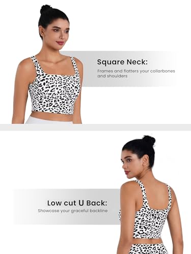 Image of Sunzel Square Neck Longline Sports Bra, Built-in Bra Crop Tank Top | Buttery Soft, Removable Pads, Light to Medium Support, Wide Straight Straps, Yoga, Pilates, Gym, Daily Wear