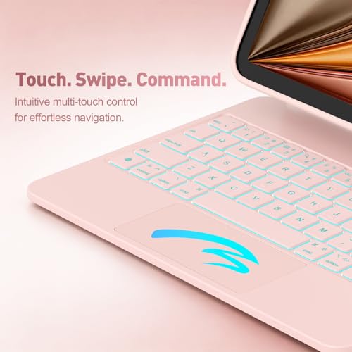 Image of for iPad Air 11-inch Case with Keyboard (M3 /M2, 2025 /2024), Keyboard for iPad Pro 11 inch (1 /2 /3 /4th Gen) & Air 4 /5, Portrait /Landscape Mode, 11-Color Backlit, Removable Protective Case, Pink
