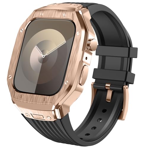 YOFITAR for Apple Watch �o���h�ƃP�[�X�Ɣw�ʃP�[�X��3in1��̌^�f�U�C�� 45mm/44mm apple watch ��̌^�o���h Series 9/SE/8/7/6/5/4�Ή� �����Y ���������� �A�b�v���E�H�b�` �o���h �J�o