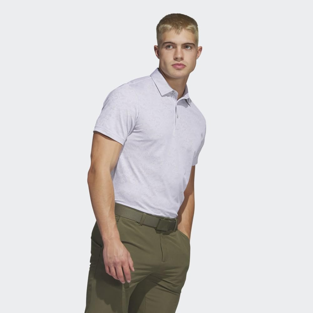 adidas Textured Jacquard Golf Polo Shirt Maglietta da Golf Uomo