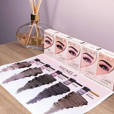Kit Henna Professionnel pour Sourcils Menela | Henné 2,5 g + Fixateur 15 ml | Usage professionnel (Castanho Moyen)
