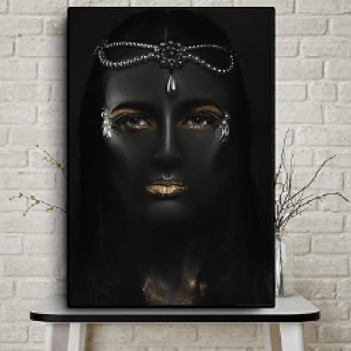Peinture Art Africain Noir et Or pour Salon Élégant et Moderne
