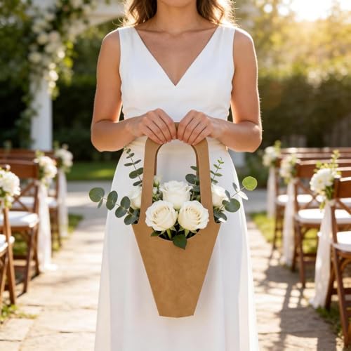 Bolsas de flores para ramos con asa de cesta con forma cónica pack de 20 piezas 2