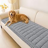 hyha Couch Covers for Dogs Washable, Non Slip Plush Dog Sofa Protectors, Fuzzy Pet Couch Covers for 3 Cushion Sofa Pet Friendly (Grey, 27.6' x 59')