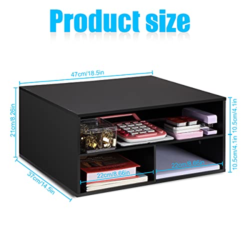 Emerit Printer Stand Shelf With Storage Wood Desk Paper Organzier For Home/Office,Printer Riser, 2 Tire (Black,Large) #TOP4