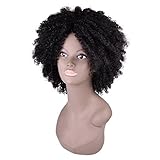 Miss Rola Synthetic Afro Curly Wig Soft Silk Kanekalon Fiber For Black Women Short Kinky Hair Natural Black Color 11