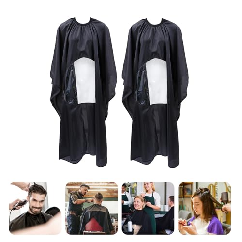 2 Capas de peluquería negras con ventana para salón miniatura 7