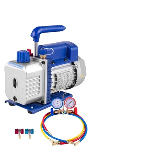 Bomba de vacío de aire 3CFM 1/4HP etapa simple para HVAC refrigerantes R134a, R12, R22, R410a con kit de manómetro y tapón de lata R134 miniatura 1