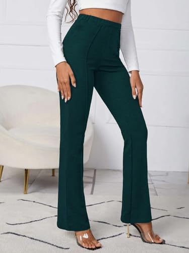 Image of OM SAI LATEST CREATION Women's Yoga Dress Pants Stretchy Work Slacks Business Casual Office Straight Leg /Bootcut Elastic Waist with 2 Pockets Regular Fit Trouser