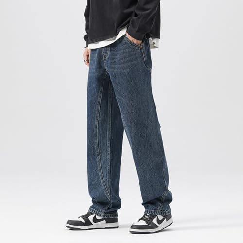 Jeans Pants Trousers Denim Spring and Autumn Personalized Splicing Men's High Street Rascal Handsome Loose Wide Leg Classic3