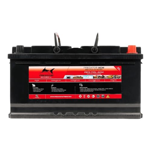 Predator Batteries 12V 110Ah AGM Leisure Battery – Low Box, Deep Cycle VRLA AGM, Sealed & Maintenance-Free Power for Motorhomes, Caravans, Boats, Solar & Off-Grid Systems