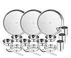 SPRINGWAY - Brand of Happiness Stainless Steel Thali Bhojan Set - Pack Of 18, Silver