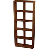 WOODPRO 格子ラック 200型(内寸20cm) 2×5 幅47.5cm×奥行14.5cm×高さ113.8cm マロン色 国産杉 木製 スリム シェルフ 本棚 本 文庫 コミック CD DVD 収納 棚 多肉植物 ディスプレイ 間仕切り 多目的棚 受注生産