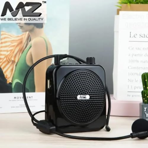 Image of MZ Portable Voice Amplifier with Wired Headset Microphone, Bluetooth PA Speaker with USB and SD Card Input for Teaching, Classroom, Training, Yoga & Meetings