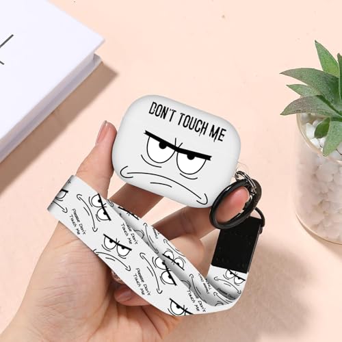 Image of Compatible with Airpods Pro 3 Case(2025),Don't Touch Me for Airpods Pro 3rd Generation Cases Cover with Lanyard Soft Silicone Cute Shockproof Cover for Women Men,Black