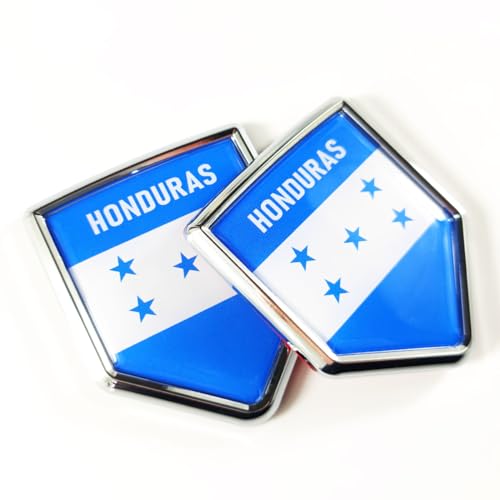 Image of Newperlite Honduras Flag Decal Sticker Car Emblem Honduran Flag Car Decoration Accessories Chrome Shield for Truck Vehicles Cars, 2 Pack