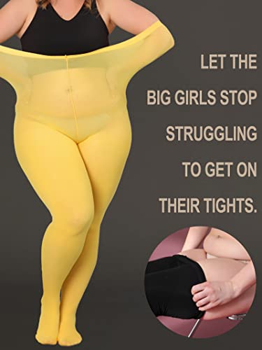 Image of HONENNA Queen Plus Size Tights Semi Opaque Control Top High Waist Stockings Nylons Pantyhose for Women 1X 2X 3X 4X 5X 6X