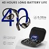 Audífonos de oído abierto, earbuds inalámbricos Bluetooth 6.0 con sonido potente, 40H de duración, con micrófono ENC, ganchos cómodos, resistentes al agua IP7, carga rápida, para entrenamientos y running, color negro 4