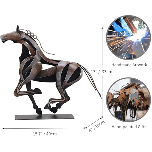 Estatua metálica de caballo artesanal decorativa miniatura 2