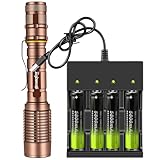 5 Modes LED Flashlight with 4-Slot 18650 Rechargeable Battery Charger Set Waterproof Handheld Flashlight for Outdoor Camping Hiking Biking Emergency