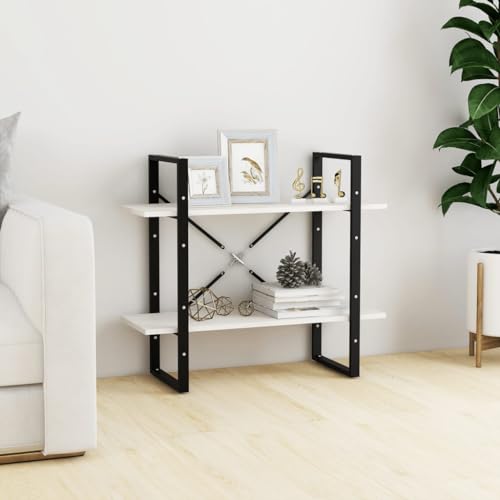 QZZCED Estantería decorativa para salón, librería, oficina, 2 compartimentos, color blanco, 80 x 30 x 70 cm, madera maciza de pino para estudio, dormitorio, sala de estar