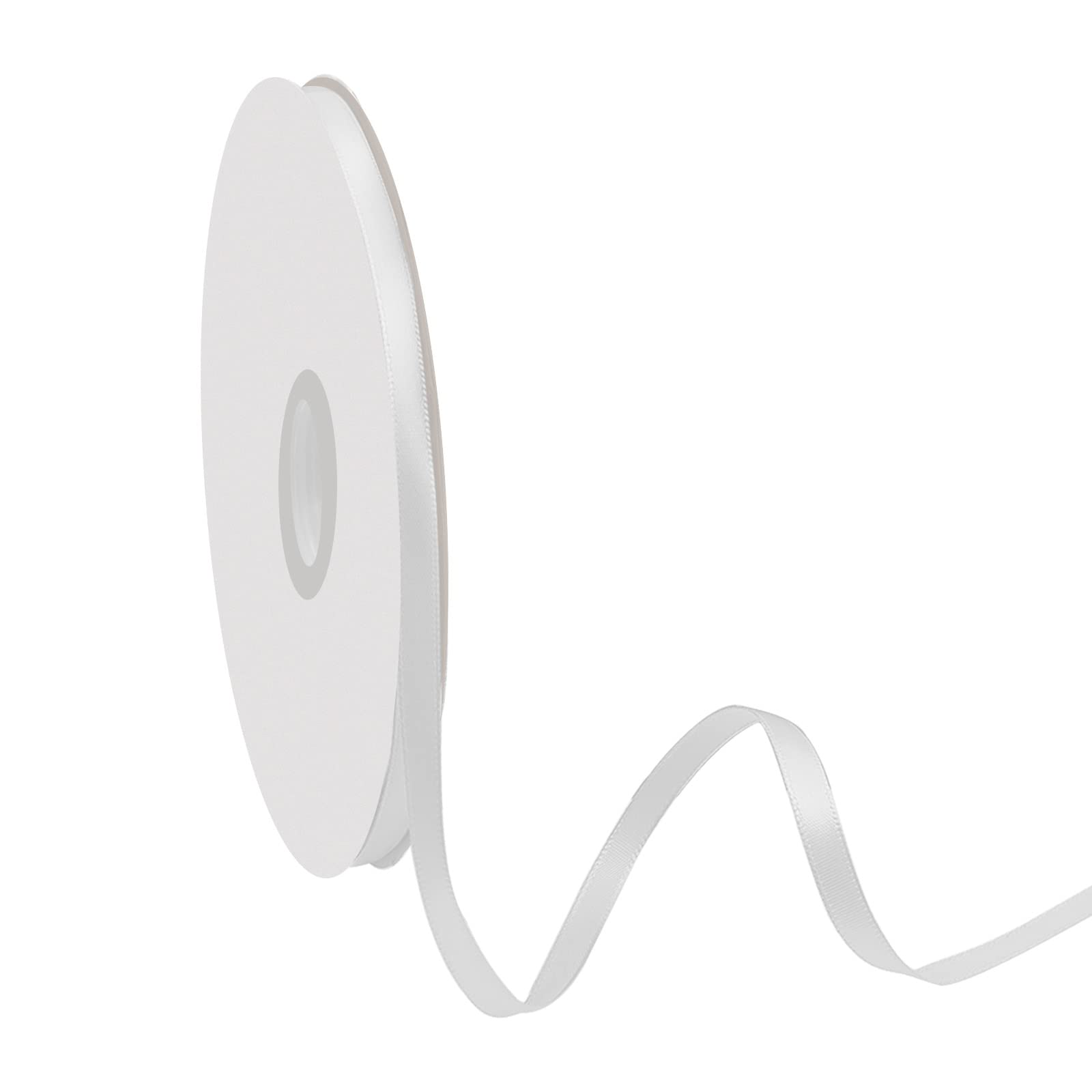 Ruban de satin 6 mm x 91 m - Ruban cadeau en tissu - Ruban décoratif blanc pour Noël et mariage
