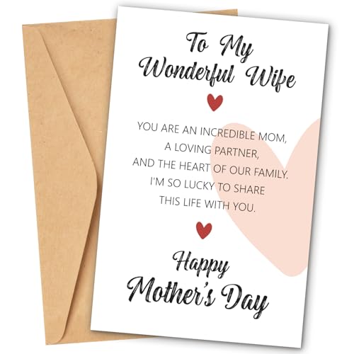 TOKAYEN Happy Mothers Day Card For Wife From Husband - To My Wife Mothers Day Cards For Wife - Romantic Gift to Show Deep Affection - Meaningful Keepsake to Express Sincere Gratitude
