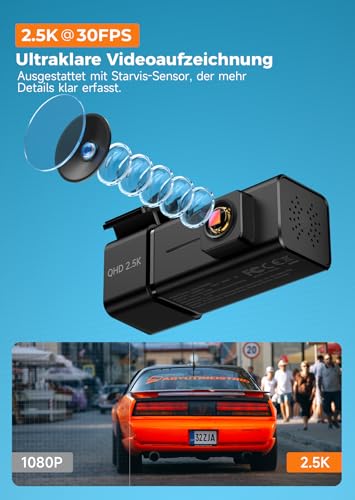 2,5K Mini-Dashcam – 1440p Frontkamera mit WiFi, Parkmodus & 32 GB – Bild 2